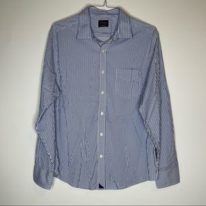 UNTUCKit Blue-White Striped Long Sleeve Oxford Shirt in Size XL